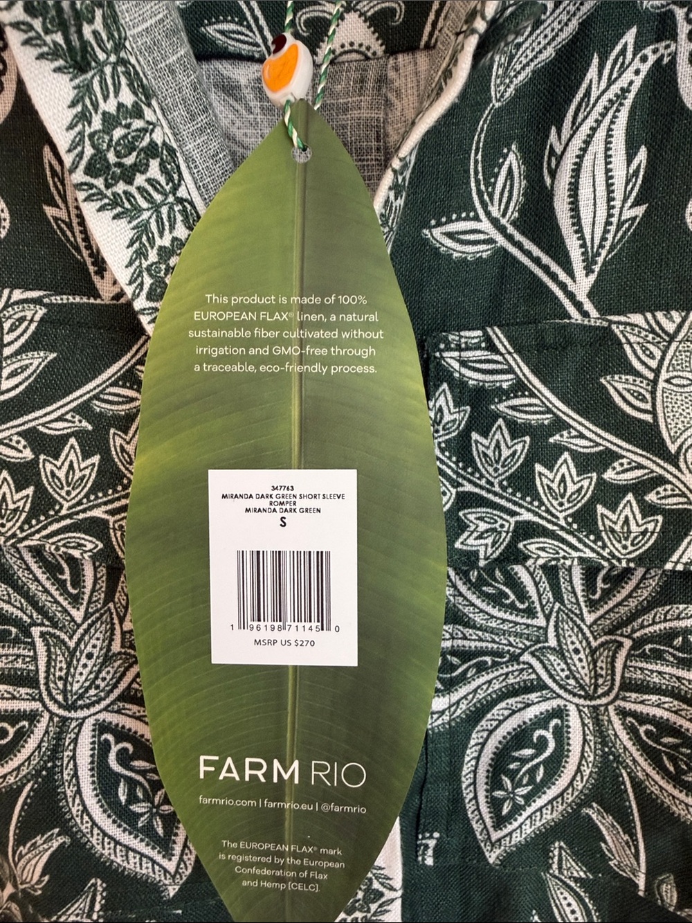 FARM Rio Dark Green Floral Print Short Romper - Picture 2 of 4